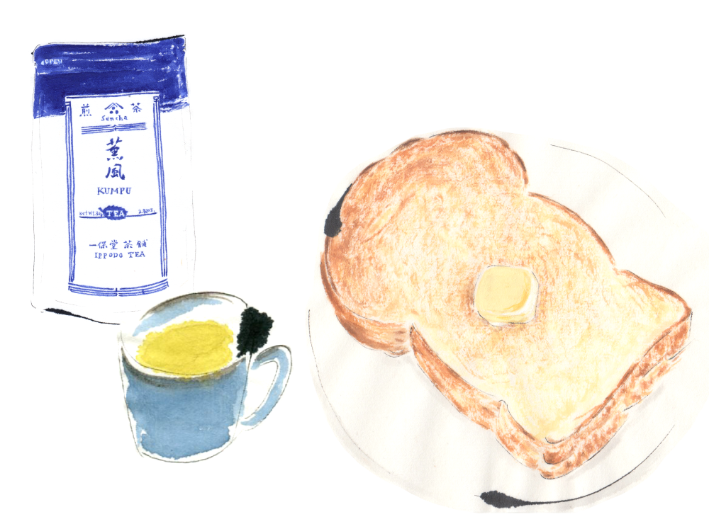 バタートースト と 煎茶薫風。